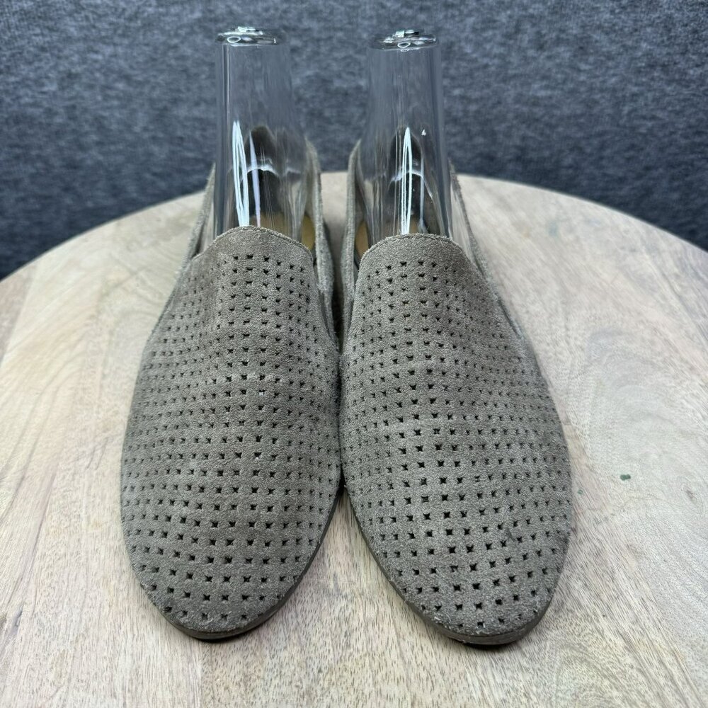 Lucky Brand Carthy‎ Perforated Suede Slip-On Loafers Womens Size 8.5 Taupe